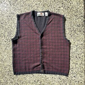 Vintage Florence Tricot Cardigan Sweater Vest Mens L Acrylic Wool Made in Italy